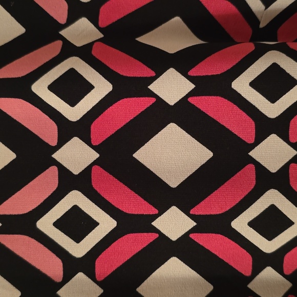 LIZ CLAIBORNE WOMENS BLACK & PINK SYMMETRICAL SMALL CAP SLEEVES DRESS SIZE LARGE - Picture 4 of 11